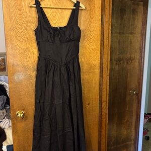 Reformation Balla Black Linen Maxi Dress